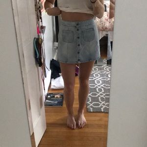 Light wash, button down Jean skirt